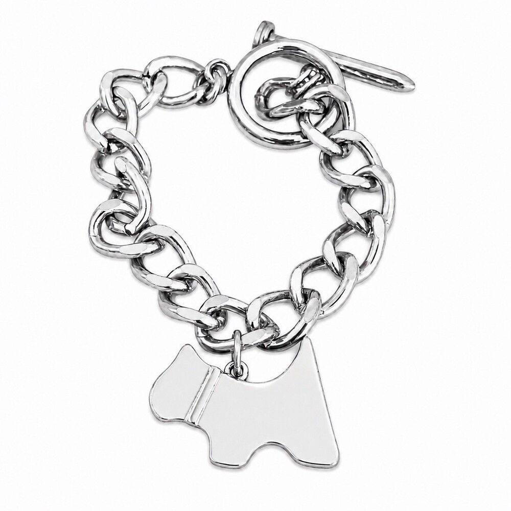 Scottie Dog Charm Bracelet Silver-tone Chunky Toggle Clasp Scottish Terrier